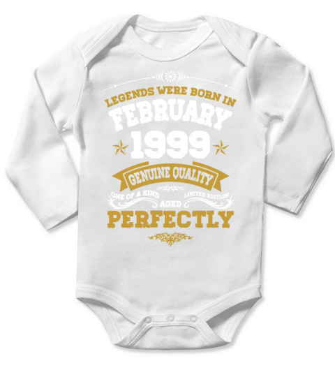 Vintage Aged To Perfection Ferbuary 1999 Long Sleeve Baby One-Piece