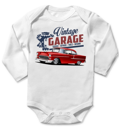 Vintage Garage 55 Street Rod Long Sleeve Baby One-Piece