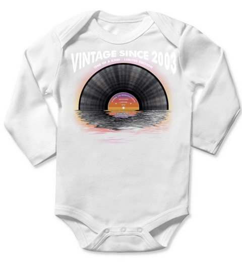 Vintage since 2003 Retro Disco Music Vintage Long Sleeve Baby One-Piece