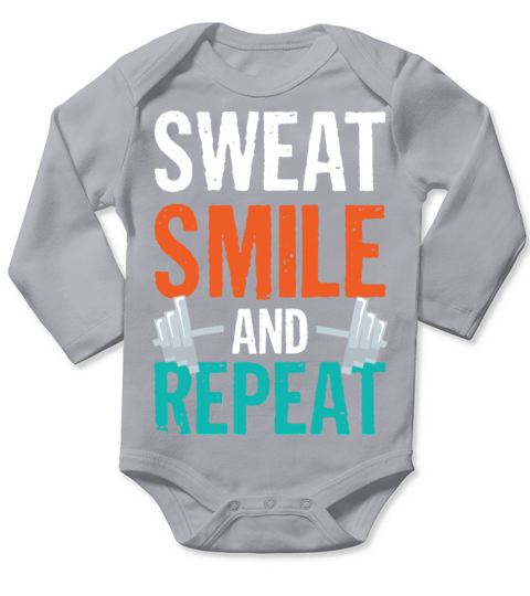 workout sweat smile repeat gym Long Sleeve Baby One-Piece
