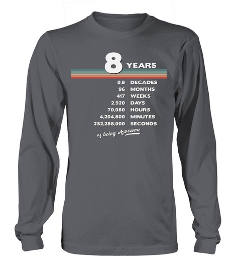8th Birthday Vintage 8 Years Old Retro 96 Months Long sleeved Unisex