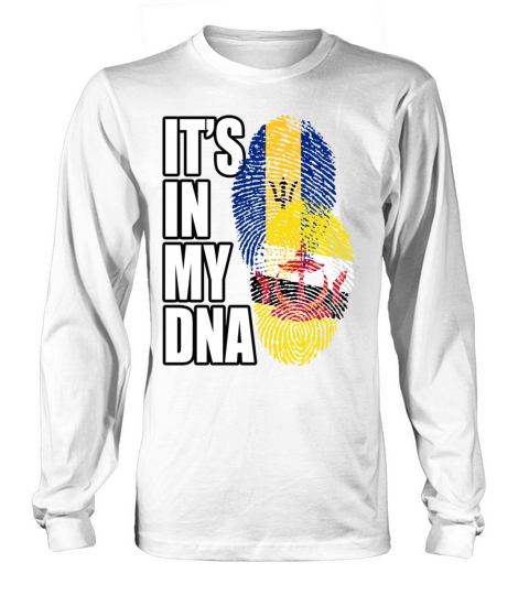 Barbadian And Bruneian Mix Heritage DNA Flag Long sleeved Unisex