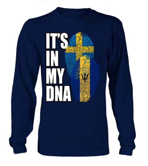 Barbadian And Swedish Mix Heritage DNA Flag Long sleeved Unisex