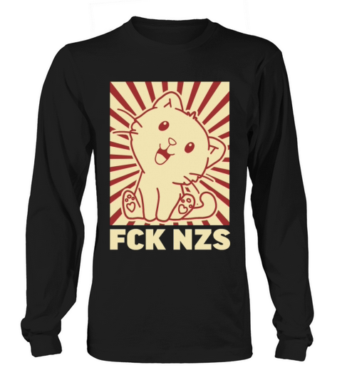 FCK NZS cute kawaii cat antifa vintage FCKNZS Long sleeved Unisex