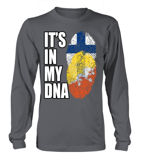 Finland And Bhutanese Mix Heritage DNA Flag Long sleeved Unisex