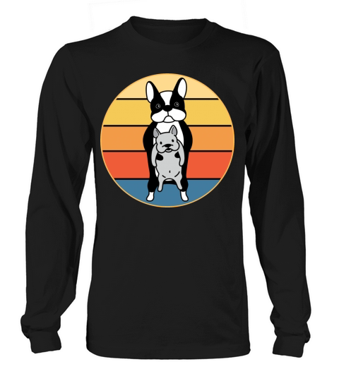 French Bulldog Dog Breed Vintage Retro Sunset Long sleeved Unisex
