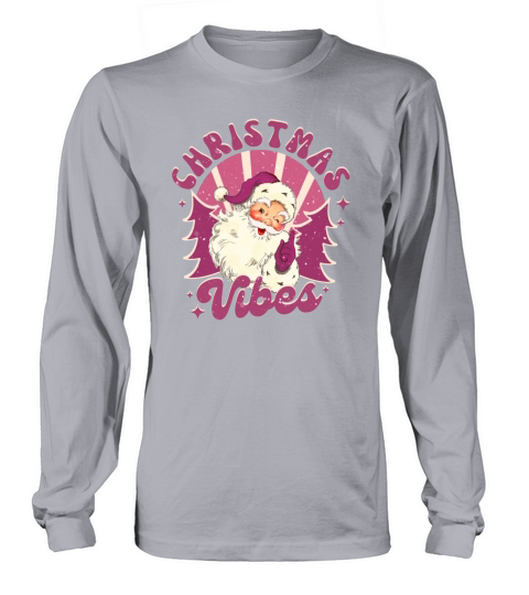 Merry Christmas retro vintage pink santa claus Long sleeved Unisex