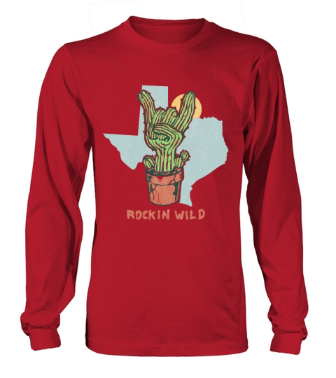 Rockin Wild Cactus Vintage Style Illustration Long sleeved Unisex