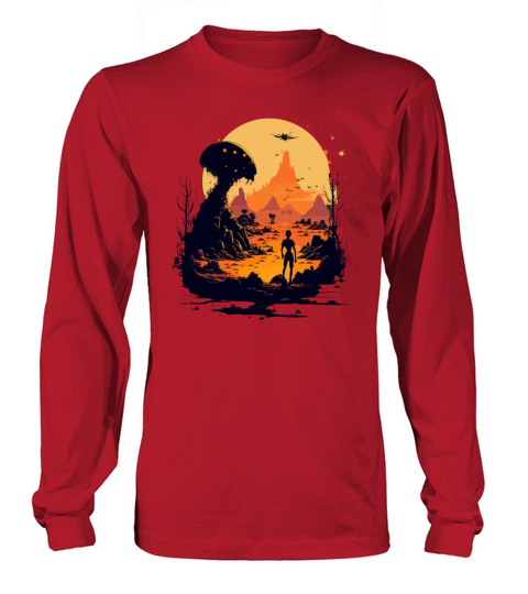 world ufo day cartoon Long sleeved Unisex