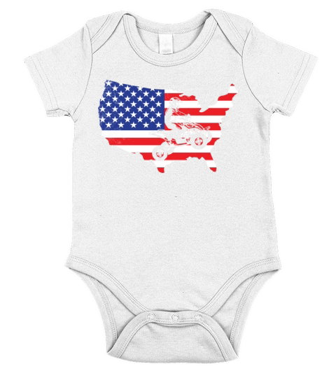 all terrain vehicles American flag patriotic art w Short Sleeve Baby One-Piece