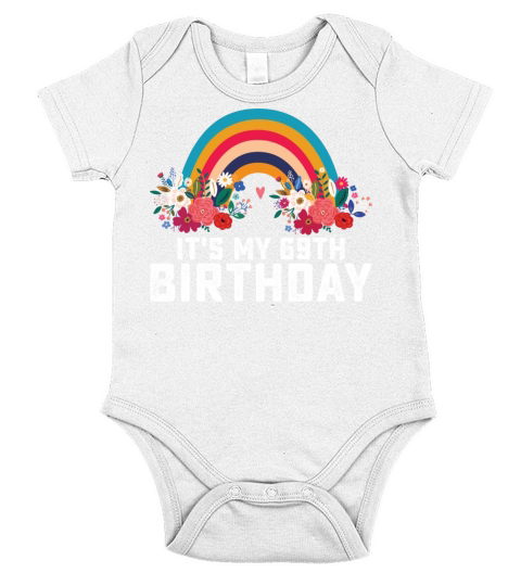 Boho Rainbow Its My 69th Birthday Short Sleeve Baby One-Piece