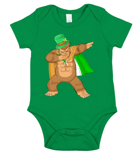 dabbing bigfoot st patricks day Short Sleeve Baby One-Piece