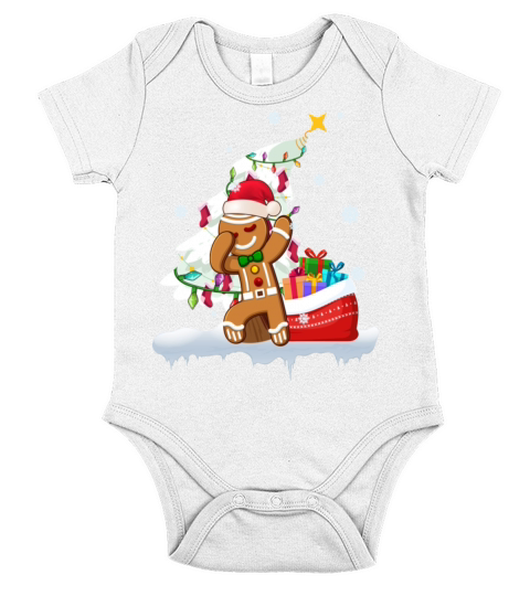 Dabbing Gingerbread Merry Christmas Short Sleeve Baby One-Piece
