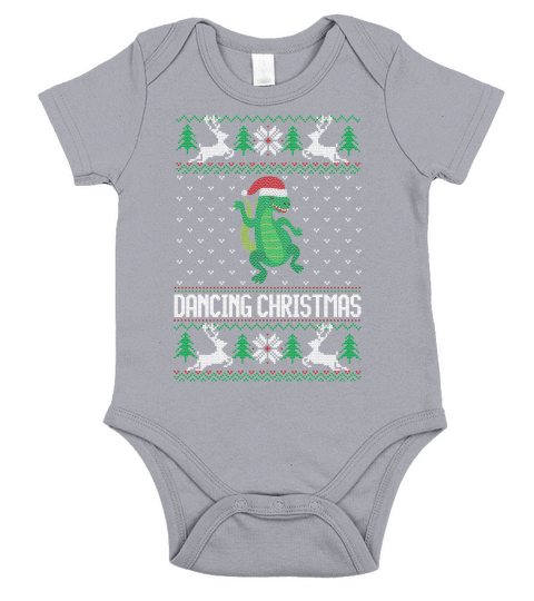 Dancing Christmas T REX Ugly Sweater Short Sleeve Baby One-Piece