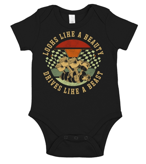 Drag Racing Race Car Girl Retro Short Sleeve Baby One-Piece