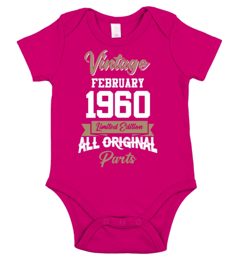 February 1960 Vintage Birthday Present Short Sleeve Baby One-Piece
