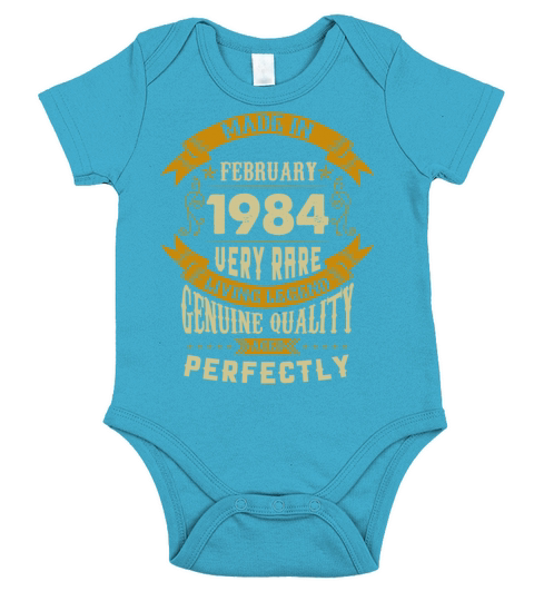 February 1984 Vintage Birthday Present Short Sleeve Baby One-Piece