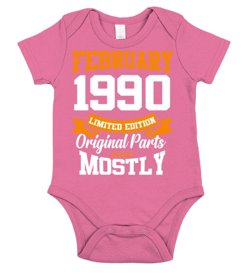 February 1990 Vintage Birthday Present Short Sleeve Baby One-Piece