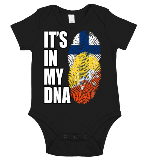 Finland And Bhutanese Mix Heritage DNA Flag Short Sleeve Baby One-Piece