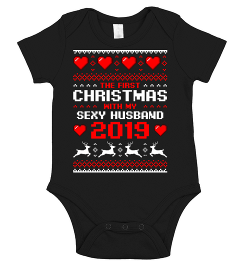 FIRST CHRISTMAS WITH MY SEXY HUSBAND Couple Gift Short Sleeve Baby One-Piece