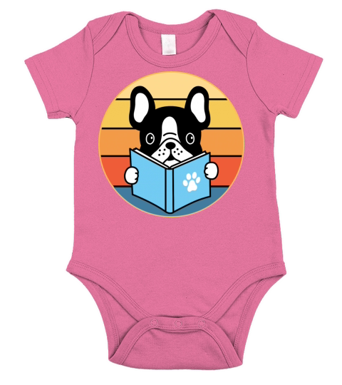 French Bulldog Dog Breed Vintage Retro Sunset Short Sleeve Baby One-Piece