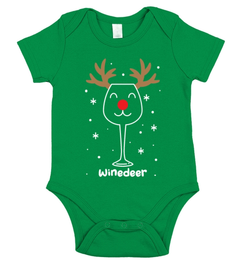 Merry Christmas Funny Christmas Winedeer Wine Deer Reindeer Short Sleeve Baby One-Piece