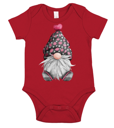 Gnome Valentine Valentines Day Short Sleeve Baby One-Piece
