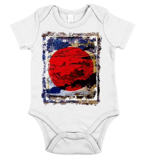 Japan Flag Red Circle Blue Mountain Collage Art 74 Short Sleeve Baby One-Piece