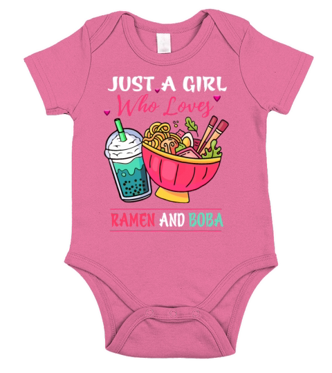 Just A Girl Who Loves Ramen And Boba Tea Kawaii Gi Short Sleeve Baby One-Piece