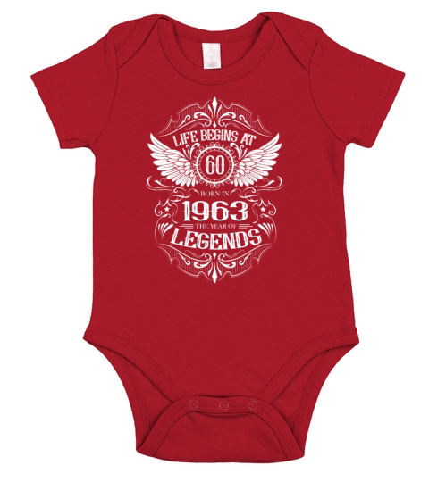 Life begins at 60 years 1963 birthday angel wings Short Sleeve Baby One-Piece
