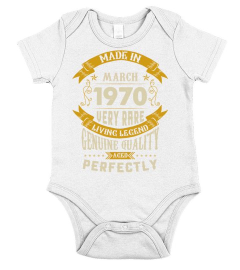 March 1970 Vintage Birthday Present Short Sleeve Baby One-Piece