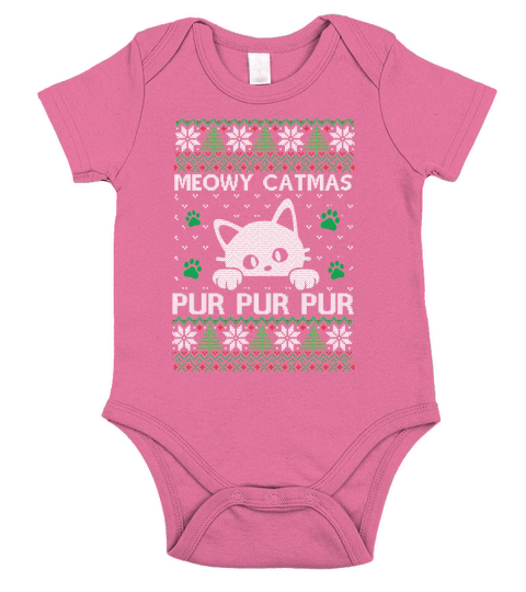 Meowy Catmas Pur pur pur Chrismas Shirt Short Sleeve Baby One-Piece