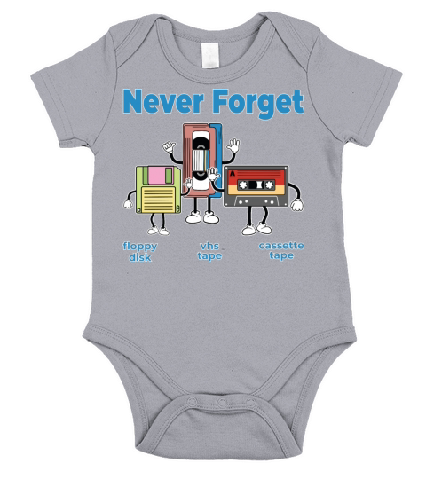 Never Forget Floppy Disk VHS Tape Cassette Tape Short Sleeve Baby One-Piece