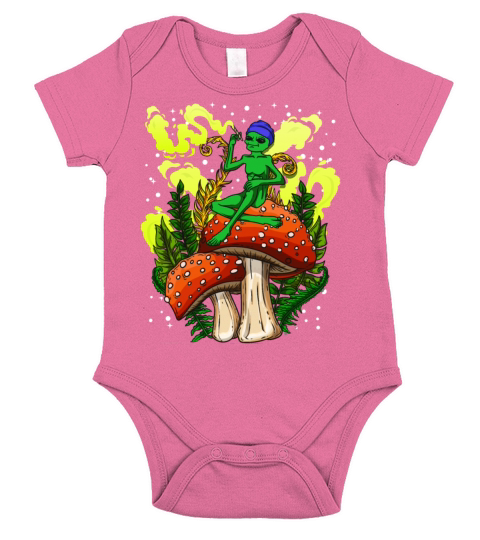 Psycadellic Magic Mushroom Alien LSD Acid Trip Short Sleeve Baby One-Piece