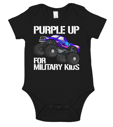 Purple Up For Military Kids Monster Truck Boysboys Short Sleeve Baby One-Piece