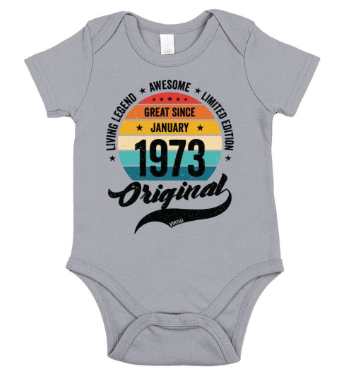 Retro 50 Years January 1973 Birthday Vintage Bday Short Sleeve Baby One-Piece