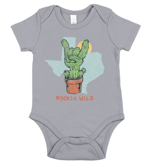 Rockin Wild Cactus Vintage Style Illustration Short Sleeve Baby One-Piece