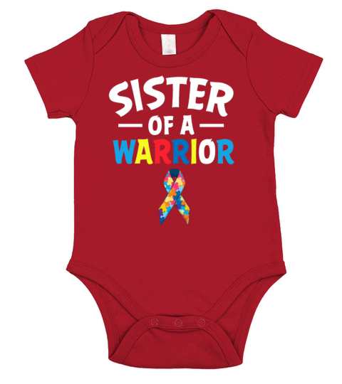 Sister of a Warrior Funny Quote Autism Awareness Short Sleeve Baby One-Piece
