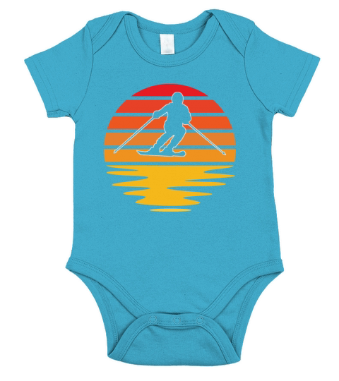 ski retro Short Sleeve Baby One-Piece