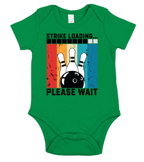 Strike Loading Please Wait Retro Vintage Bowling Short Sleeve Baby One-Piece