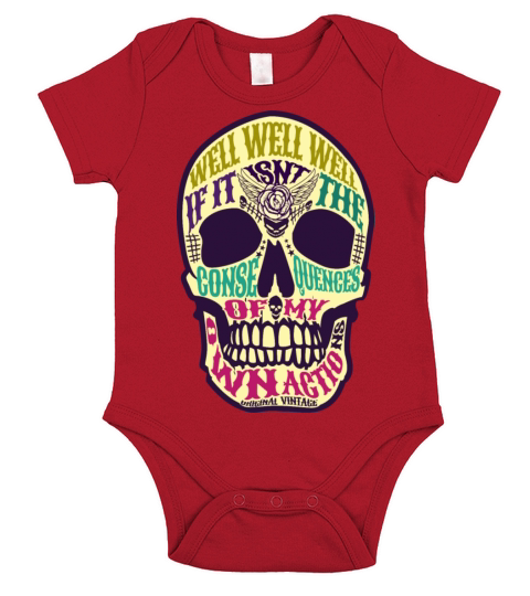 well well consequences meme vintage SKULL colorful Short Sleeve Baby One-Piece