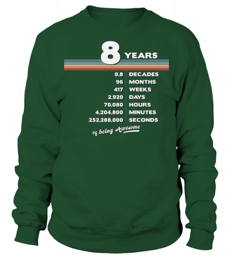 8th Birthday Vintage 8 Years Old Retro 96 Months Sweatshirt Unisex