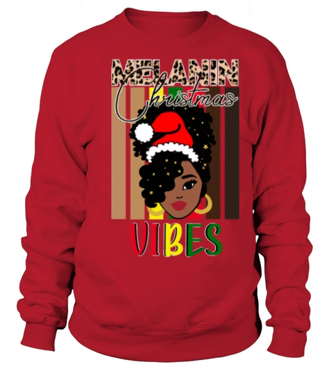Christmas Santa Black African Girl Women Gift Sweatshirt Unisex