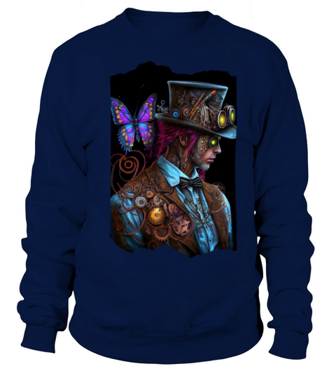 Fantasy Steampunk Man with Butterfly Sweatshirt Unisex