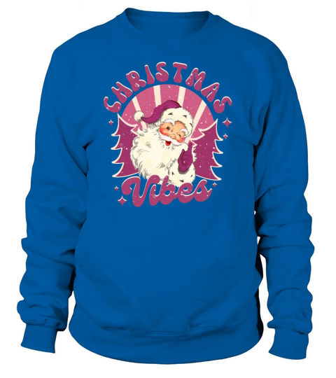Merry Christmas retro vintage pink santa claus Sweatshirt Unisex