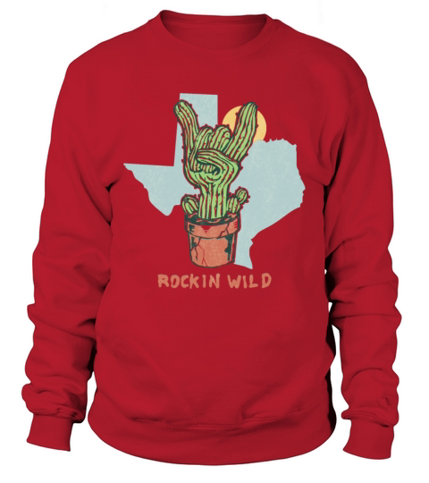 Rockin Wild Cactus Vintage Style Illustration Sweatshirt Unisex