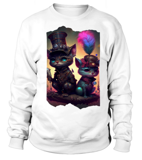 Scifi Steampunk Adventurer Cats Sweatshirt Unisex