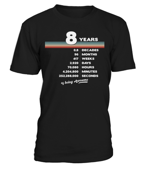 8th Birthday Vintage 8 Years Old Retro 96 Months T-Shirt Unisex