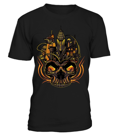 Futuristic city skull T-Shirt Unisex