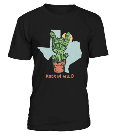 Rockin Wild Cactus Vintage Style Illustration T-Shirt Unisex